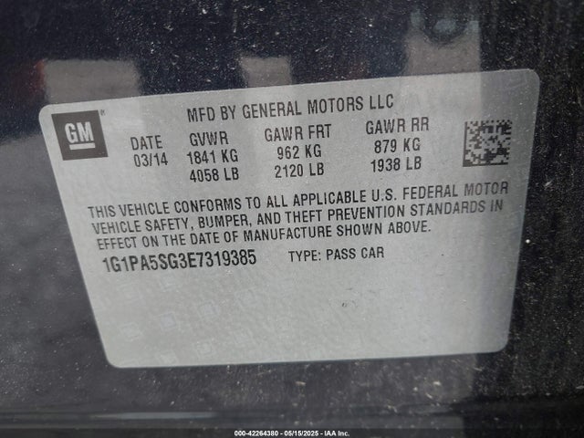 1G1PA5SG3E7319385 Chevrolet Cruze Ls Auto