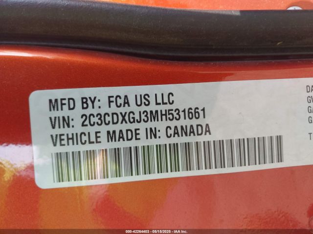 2C3CDXGJ3MH531661 Dodge Charger Scat Pack Rwd