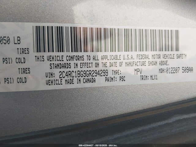 2C4RC1BG9GR294299 Chrysler Town & Country Touring