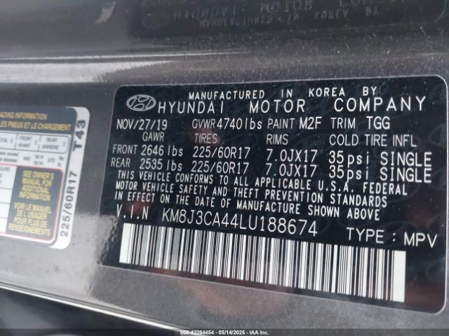 KM8J3CA44LU188674 Hyundai gdi nu