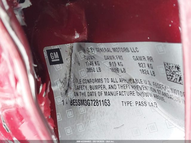 1G1BE5SM3G7281163 Chevrolet CRUZE LT