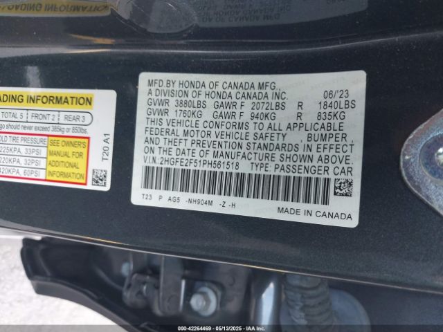 2HGFE2F51PH561518 Honda Civic Sport