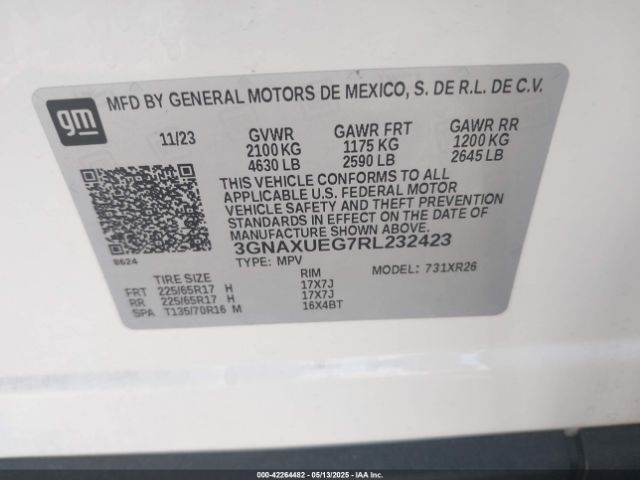 3GNAXUEG7RL232423 Chevrolet Equinox Awd Lt