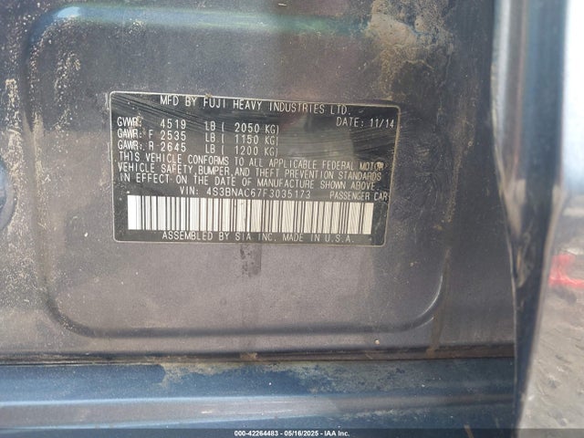 Subaru Legacy 2.5i Premium 2015 4S3BNAC67F3035173 Image 9