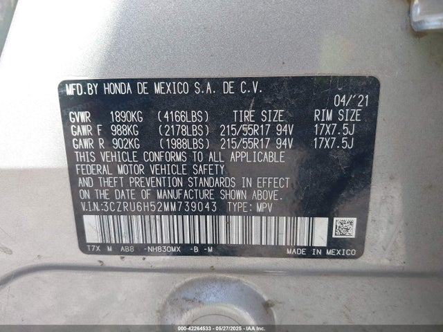 3CZRU6H52MM739043 Honda r18z9