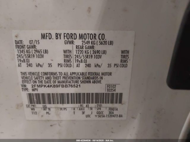 2015 FORD EDGE 2FMPK4K89FBB76521 Photo 8
