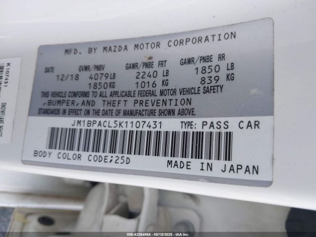 JM1BPACL5K1107431 Mazda Mazda3 Select Package