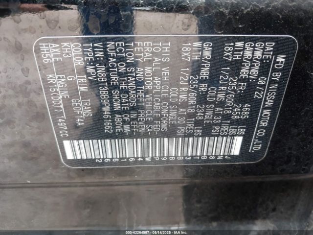 JN8BT3BB9PW461662 Nissan Rogue Sv Intelligent Awd