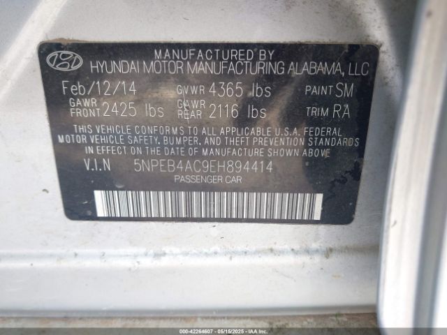 5NPEB4AC9EH894414 Hyundai SONATA GLS