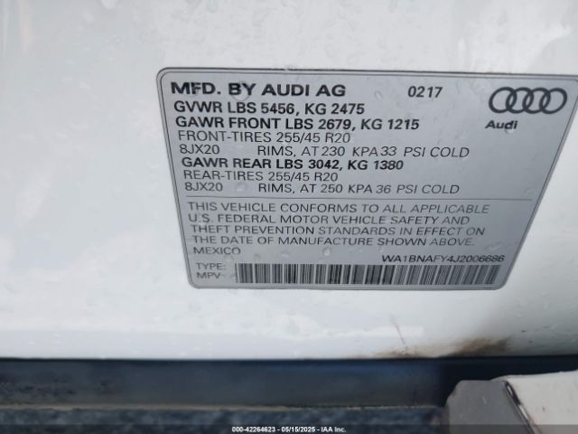 WA1BNAFY4J2006686 Audi Q5 2.0t Premium/2.0t Tech Premium