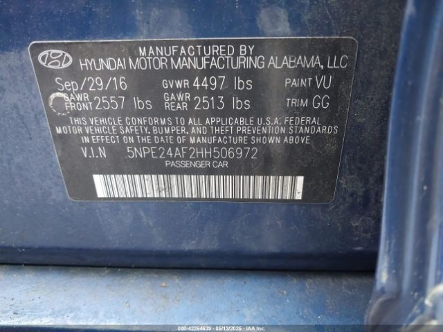 5NPE24AF2HH506972 Hyundai Sonata