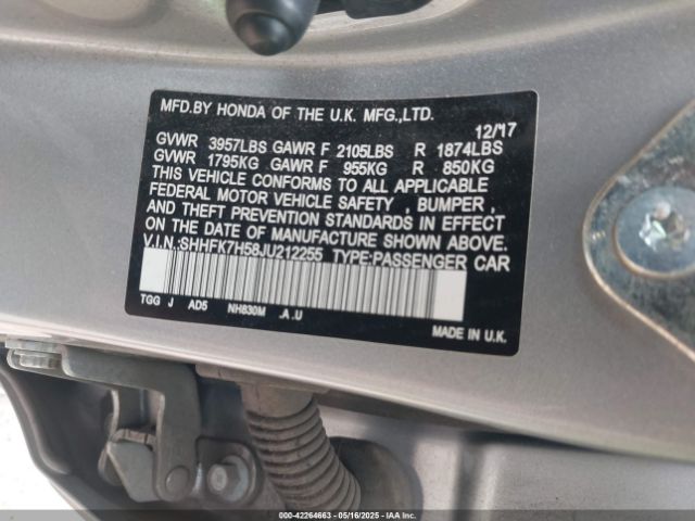 SHHFK7H58JU212255 Honda CIVIC EX