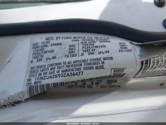 2003 FORD EXPLORER 1FMZU62K93ZA56477 Photo 8