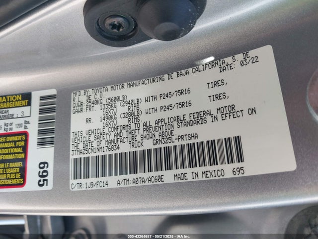 3TMAZ5CN1NM176834 Toyota 2gr-fks