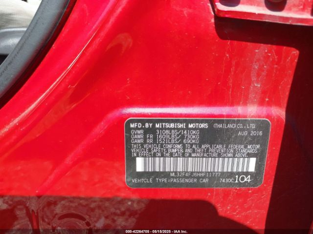 2017 MITSUBISHI MIRAGE G4 ML32F4FJ6HHF11777 Photo 8