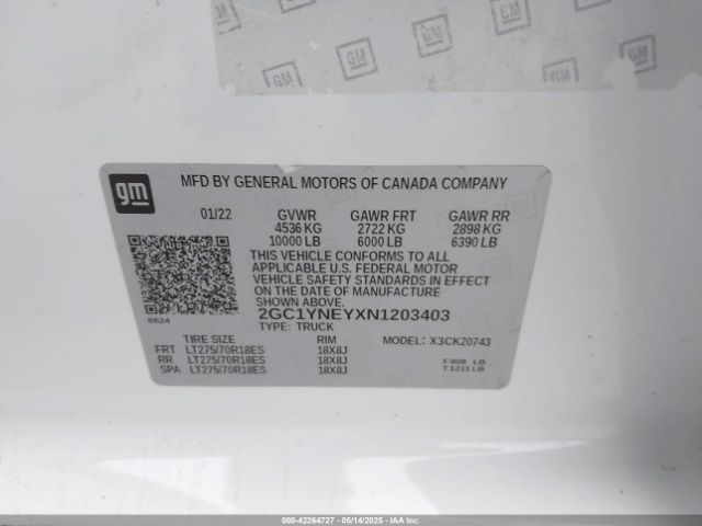 2GC1YNEYXN1203403 Chevrolet Silverado 2500hd 4wd  Standard Bed Lt