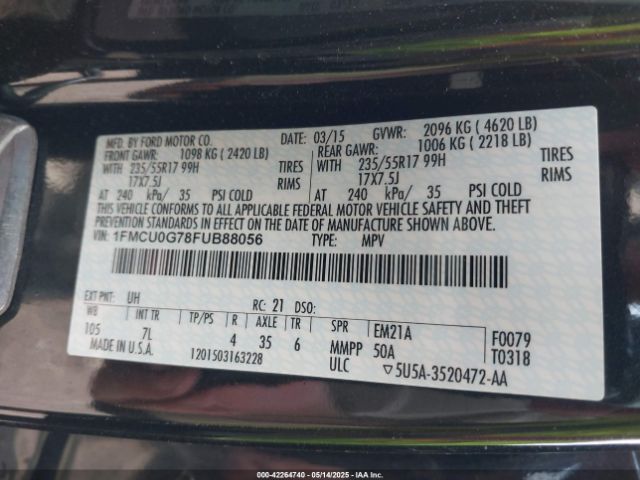 2015 FORD ESCAPE 1FMCU0G78FUB88056 Photo 8