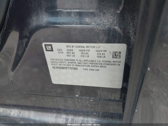 1G1PA5SH7F7151003 Chevrolet Cruze Ls Auto