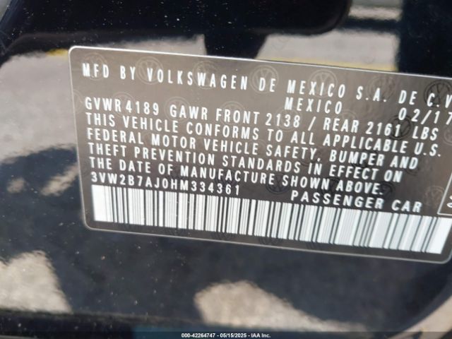 3VW2B7AJ0HM334361 Volkswagen Jetta 1.4t S