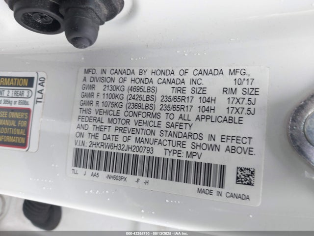 2HKRW6H32JH200793 Honda CR-V LX