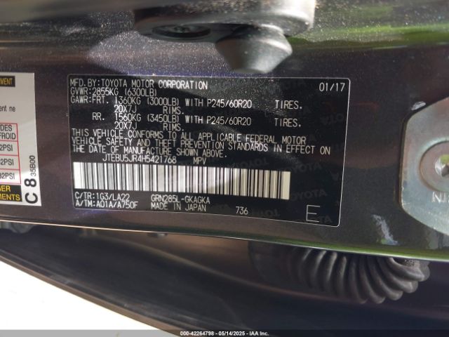 JTEBU5JR4H5421768 Toyota 4runner Limited