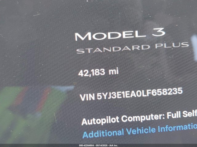 5YJ3E1EA0LF658235 Tesla MODEL 3