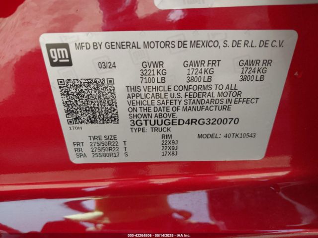 3GTUUGED4RG320070 GMC Sierra 1500 4wd  Short Box Denali