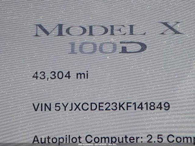 5YJXCDE23KF141849 Tesla Model X 100d/75d/long Range/standard Range