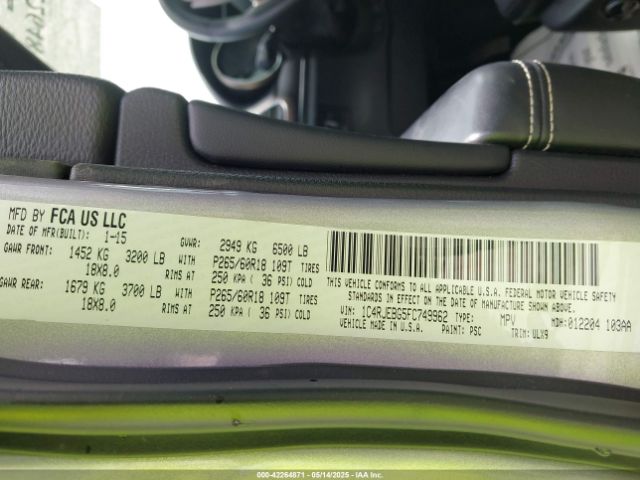 2015 JEEP GRAND CHEROKEE 1C4RJEBG5FC749962 Photo 8