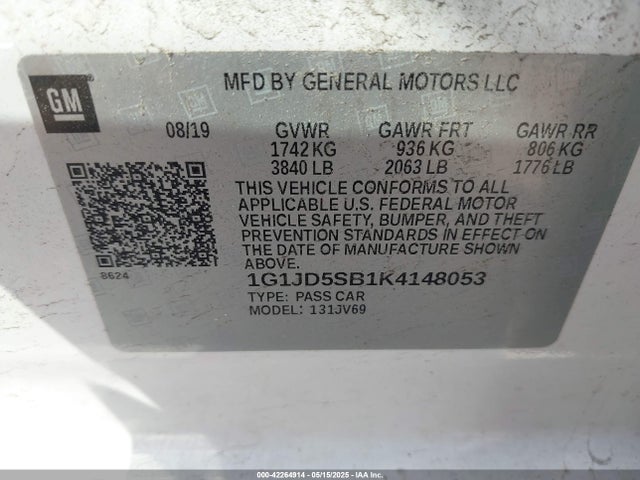 1G1JD5SB1K4148053 Chevrolet Sonic Lt Auto