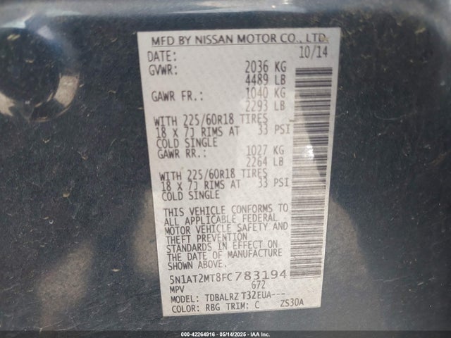 Nissan 2015 2015 5N1AT2MT8FC783194 Image 9