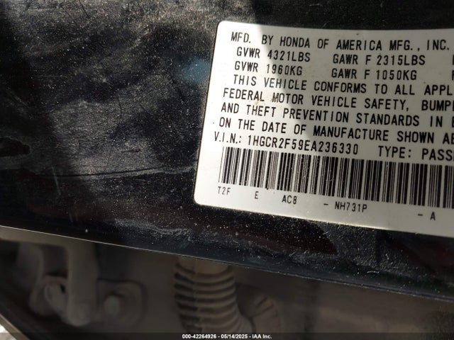 1HGCR2F59EA236330 Honda Accord Sport