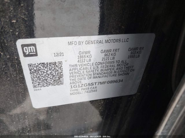 1G1ZG5ST7MF089634 Chevrolet Malibu Fwd Rs