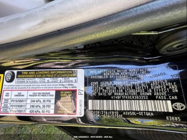 4T4BF1FKXER363252 Toyota CAMRY XLE