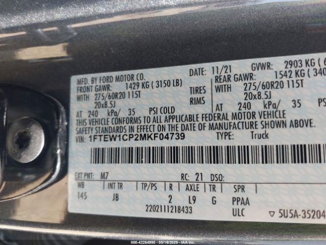 2021 FORD F-150 1FTEW1CP2MKF04739 Photo 8
