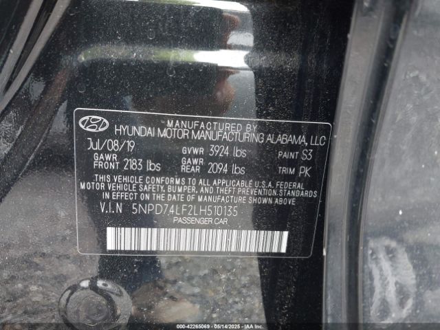 5NPD74LF2LH510135 Hyundai ELANTRA SE