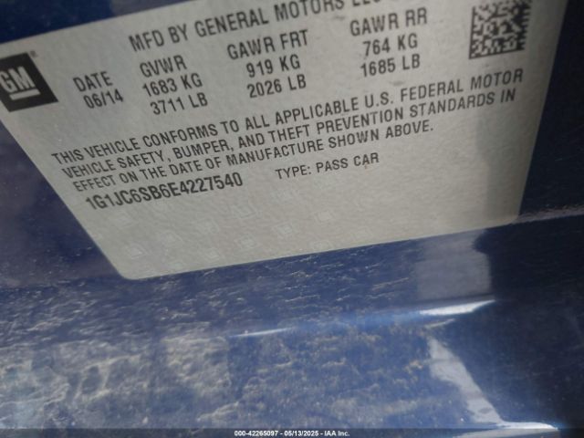 1G1JC6SB6E4227540 Chevrolet Sonic Lt Auto