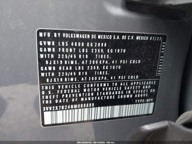 2022 VOLKSWAGEN TAOS 3VV2X7B24NM089699 Photo 8