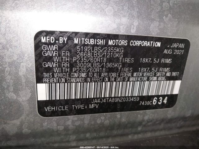 2022 MITSUBISHI OUTLANDER JA4J4TA89NZ033459 Photo 8