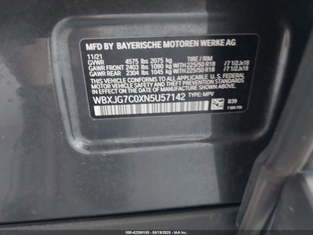 WBXJG7C0XN5U57142 BMW X1 Sdrive28i