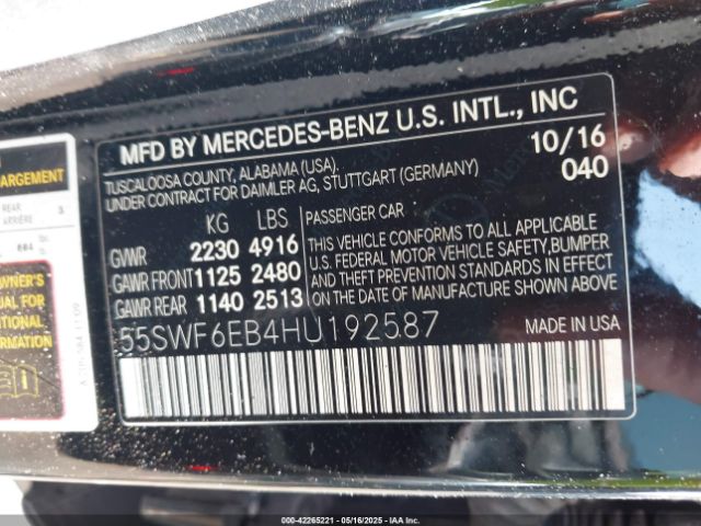 55SWF6EB4HU192587 Mercedes-Benz Amg C 43 4matic