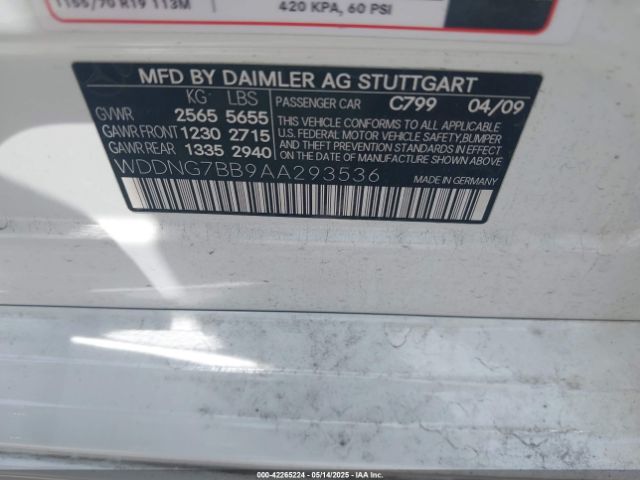 2010 MERCEDES-BENZ S 550 WDDNG7BB9AA293536 Photo 8