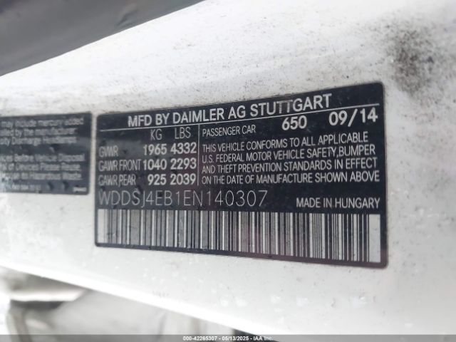 WDDSJ4EB1EN140307 Mercedes-Benz CLA 250