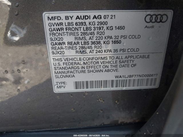 2022 AUDI Q7 WA1LJBF77ND000677 Photo 8