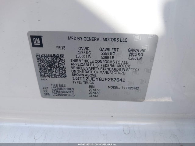 1GT12UEY8JF287641 GMC l5p - direct injection, duramax, gen 5, var 1