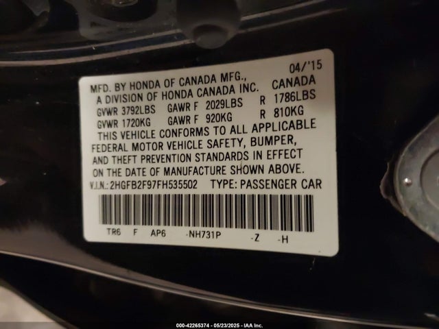 Honda Civic Ex-l 2015 2HGFB2F97FH535502 Image 30