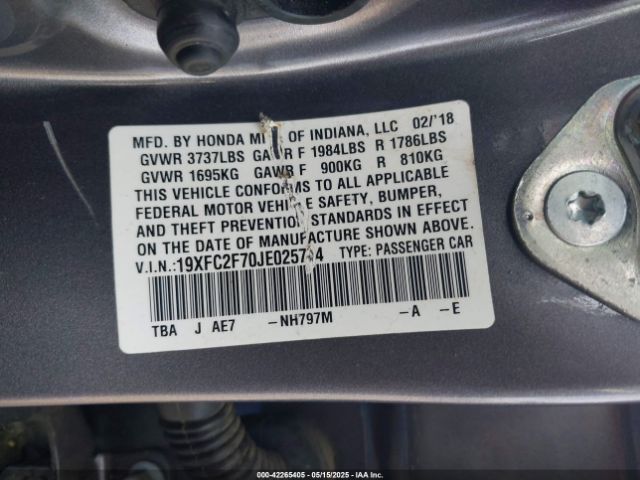 19XFC2F70JE025734 Honda CIVIC EX