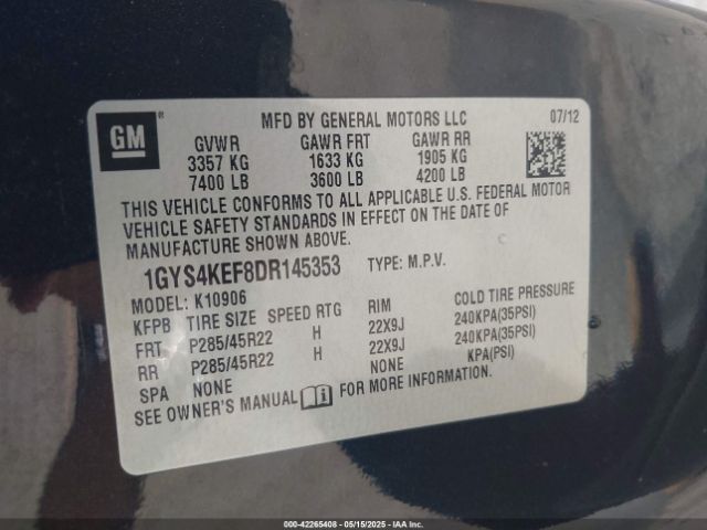 2013 CADILLAC ESCALADE ESV 1GYS4KEF8DR145353 Photo 8