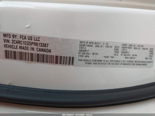 2C4RC1CG5PR613387 Chrysler Voyager Lx