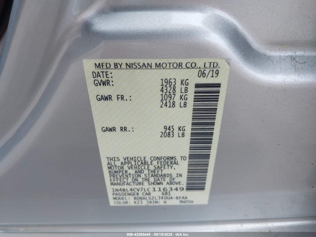 1N4BL4CV7LC116349 Nissan 2020